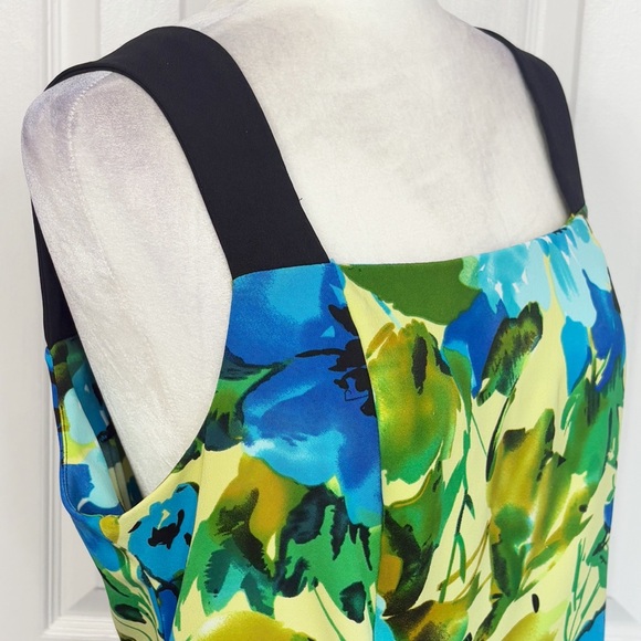 Perceptions Blue Floral Multi Sleeveless A-Line Dress w/ Pockets 14 - Picture 5 of 16